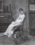 Thomas Eakins Portrait Einer Dame mit Setter oil painting on canvas